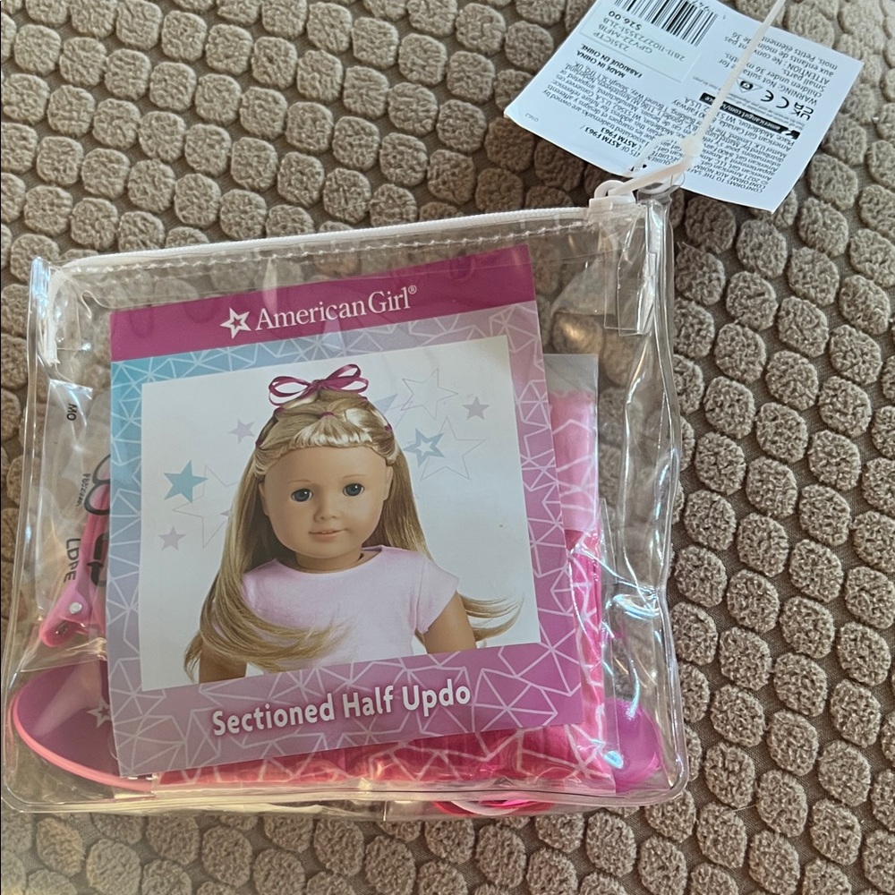 American Girl 18" Doll Pink Hair Accessory Set w/ Brush & Accessories